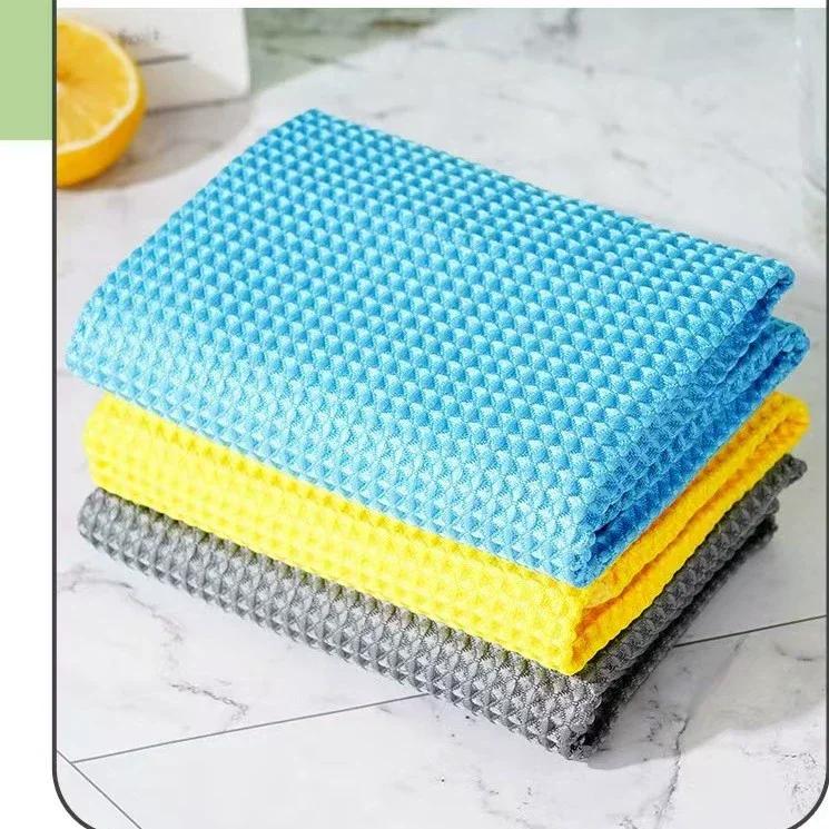 40x40cm Clean Wipe Auto Detailing Waffle Weave Wash Towel Glass Cleaning Water Drying Microfiber Window for Kitchen Bath Home