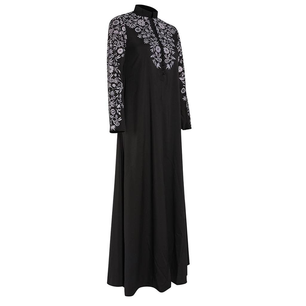 Kvinner Muslim Kjole Kaftan Arab Jilbab Abaya Islamsk Blondesøm Maxi Kjole
