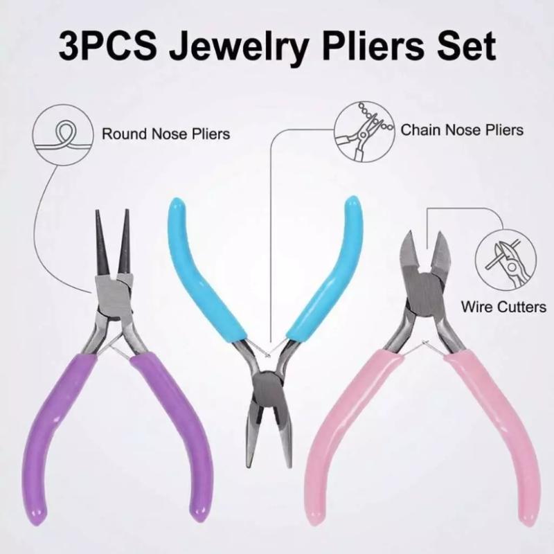 Jewelry Making Plier Tool Set Stainless Steel Non-Slip Handles Ideal Gift for DIY Craft Hobby Lovers Adults Kids