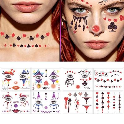 4 Stück Wasserdichte Joker Rouge Temporäre Tattoos Gesicht Körperkunst Aufkleber Kinder Erwachsene Make-up