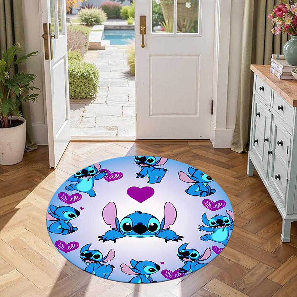Stitch Round Office Rug Design for Decorate room Entryway Living Rooms Outdoor Antislip Round Carpet Anime Office Decor