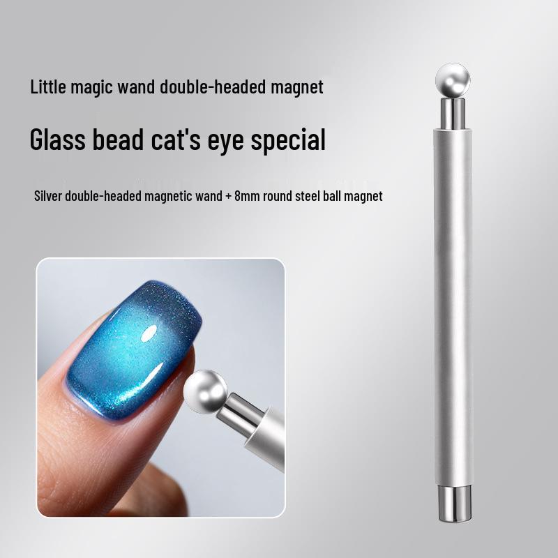 Double-Ended Multi-Functional Cat Eye Nail Art Magnet with Wide French Glass Beads