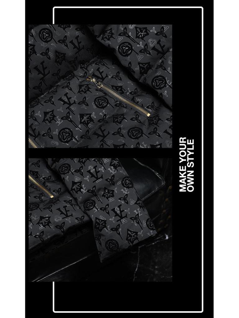 Europäische Trendmarke Herren Winter Dicke Kapuzenenten Daunenjacke - Leichter Luxus Bedrucktes Design