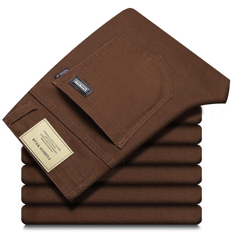 

Модные Свободные Прямые Повседневные Эластичные Джинсы Деним Мужские Брендовые Брюки Большого Размера Мужская Одежда Узкие Джинсы 28-44 38 кофейный