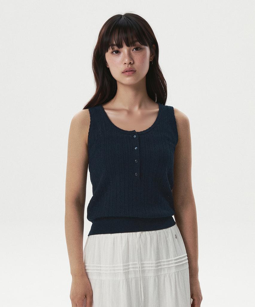 WHO.A.U Skashi Henley Neck Vest / Whkvg2443F