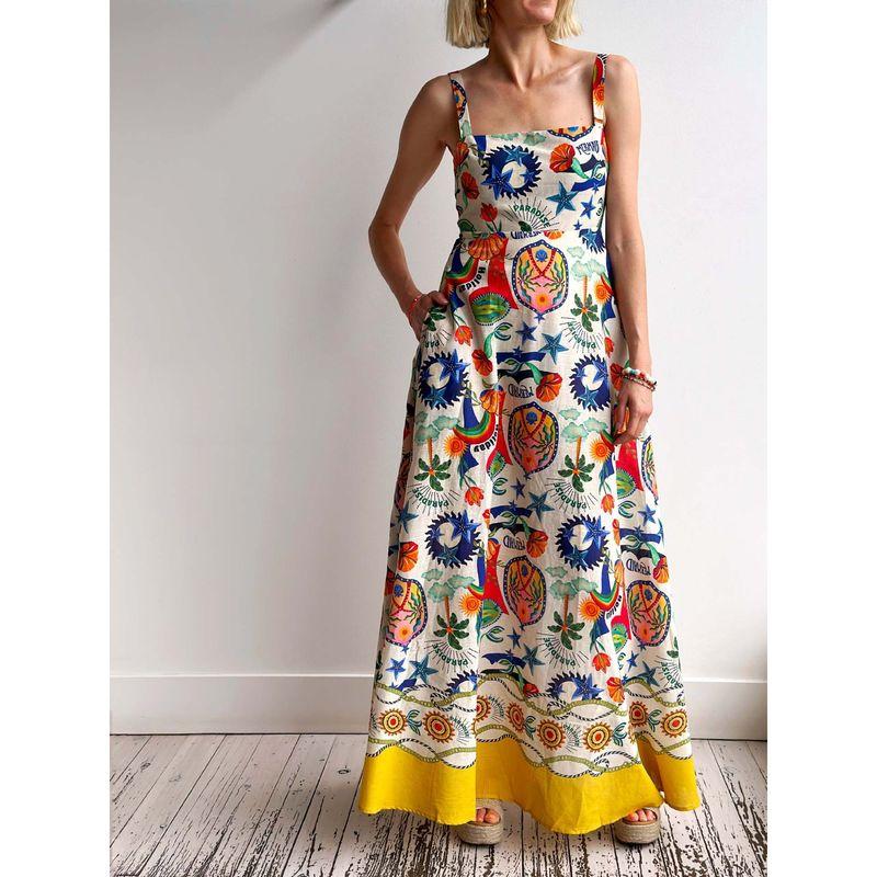 

Fashion New Unique Fashion Temperament Printed Vest Large Swing Dress Color S