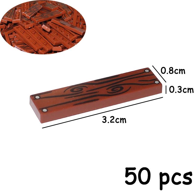 Non-Toxic 50Pcs Smooth Printed 1X4 Size 1*4 Assemble Particles 2431 Wood Grain Pattern Traffic Warning Bricks Moc Tile Diy Toy For Kids