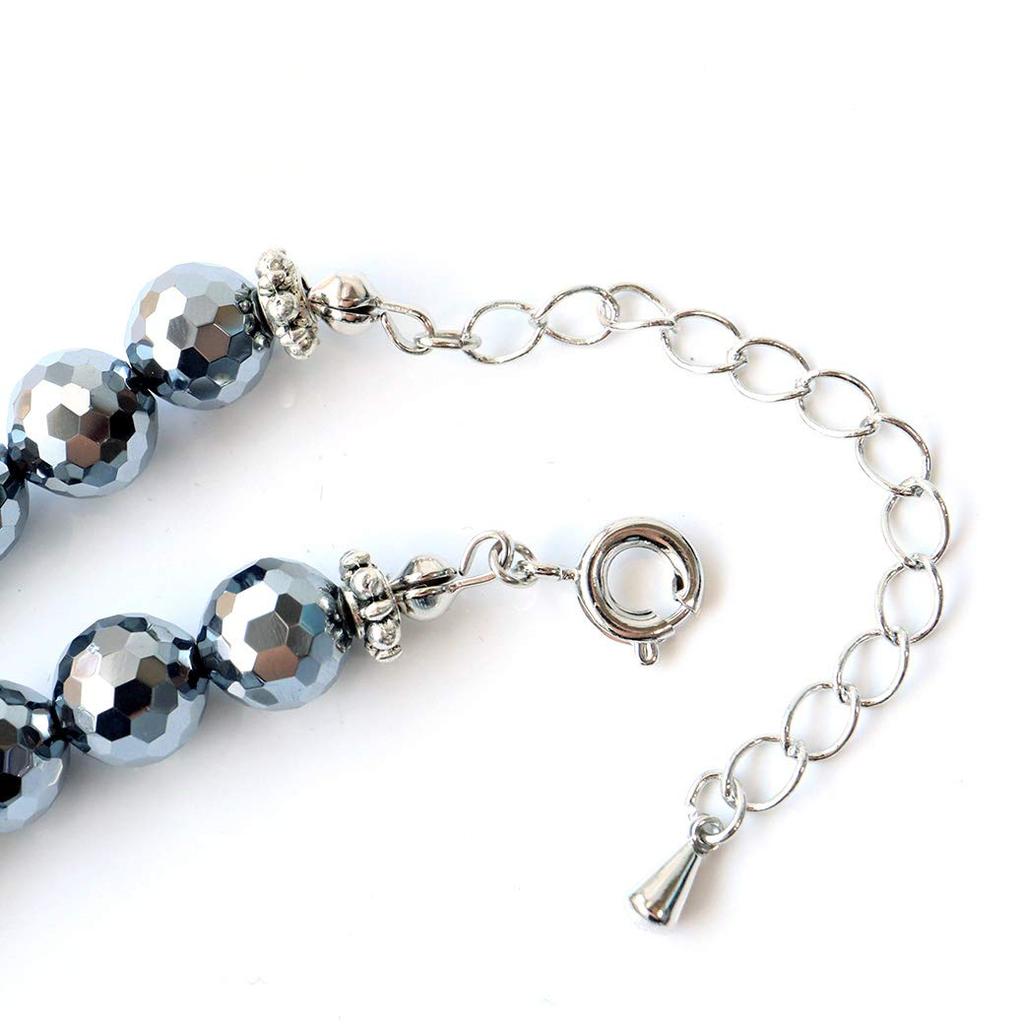 [GOLD STONE] Genuine Terahertz Ore Necklace, Mirror Cut, 8mm, 40cm, High Purity (99.999%), Sparkling Like a Mirror Ball