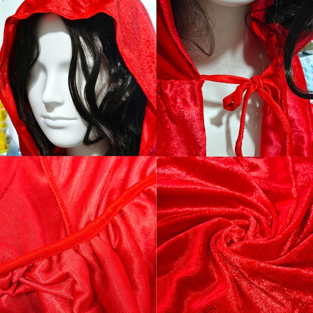 1Pc Velvet Hooded Cape, Halloween Cloak Robe Unisex Witch And Elf Cosplay Accessory Suitable For Costume Masquerades, Devil And Vampire Dark Outfits