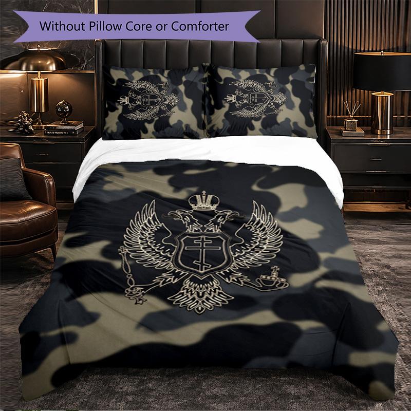 Serbia Pattern 3 Pieces Bedding Set Soft Microfiber Duvet Cover with Pillow Cases for Bedroom