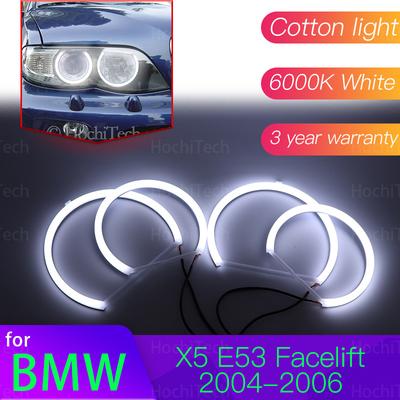 Angel Eyes Kit 6000L Cotton White Ring Light For BMW X5 E53 Facelift 2004 2005 2006