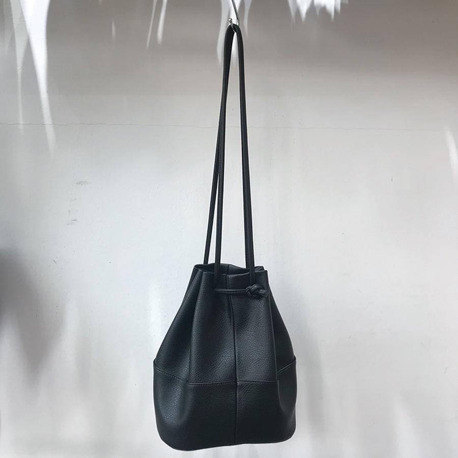 Korean Handbags Fashion Soft Leather Drawstring Shoulder Bag Retro Autumn/winter Small Women Crossbody Bag Drawstring Bucket Bag