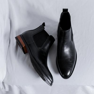 Fashion Classic Casual Leather Men's Chelsea Boots Comfortable Ankle Boots Fashion Black Brown Botas High Top Shoes Simple Walking Shoes