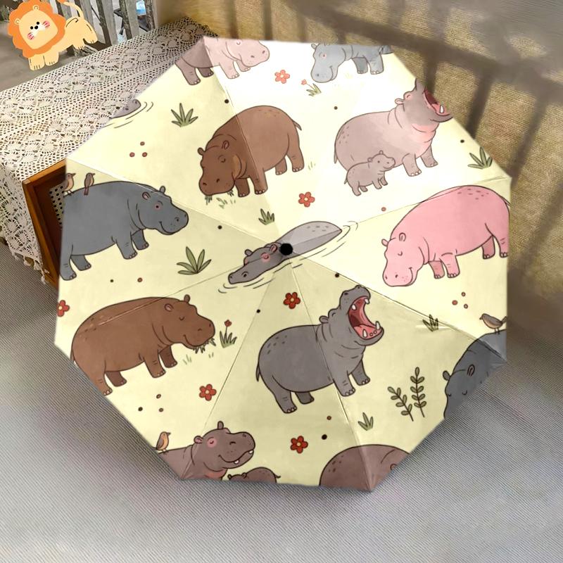 1 Pezzo Ombrello Pieghevole Automatico - Fantasia Animali Carini, Design Portatile e Pieghevole con 8 Stecche, Regali di Natale e Compleanno