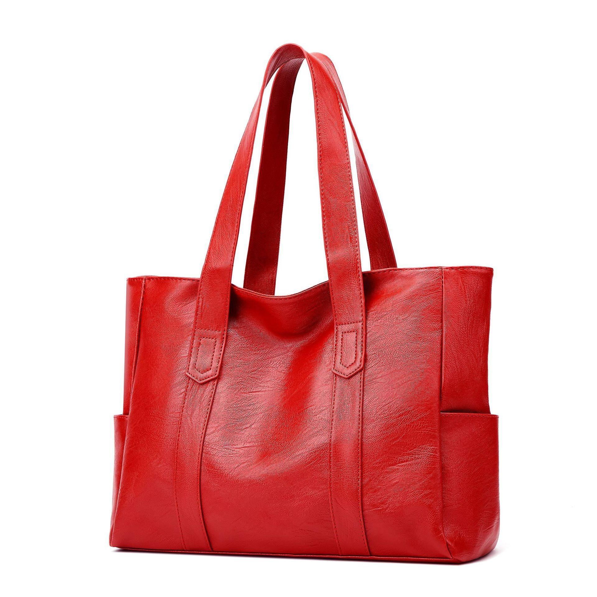 

Сумка-тоут для женщин, Новая универсальная сумка, Сумка через плечо, Простая большая сумка, Модная и текстурная вино красного