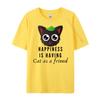 Happiness Is Having Cat Cat Black T Shirt T-Shirt Print XS Graphic T Shirts Men's Shirts Printing