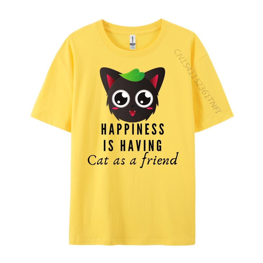 Happiness Is Having Cat Cat Black T Shirt T-Shirt Print XS Graphic T Shirts Men's Shirts Printing
