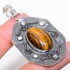 Tigerauge Edelstein Handgefertigt 925 Sterlingsilber Schmuck Anhänger 2,36"