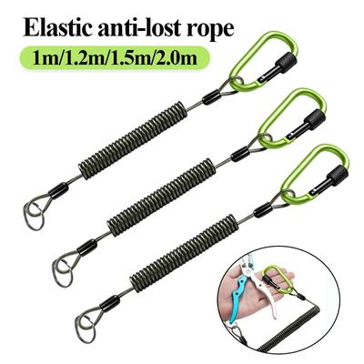 Cordino Anti-Smarrimento Durevole 1/1.2/1.5/2.0m Corda di Ritenzione Elastica Telescopica Sicurezza Cordino a Molla Corda Portachiavi Catena Accessori