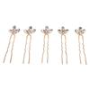 5 Pezzi Oro Bianco Cristallo Fermagli per Capelli Leggeri Clip per Capelli da Sposa Per Matrimonio Sposa