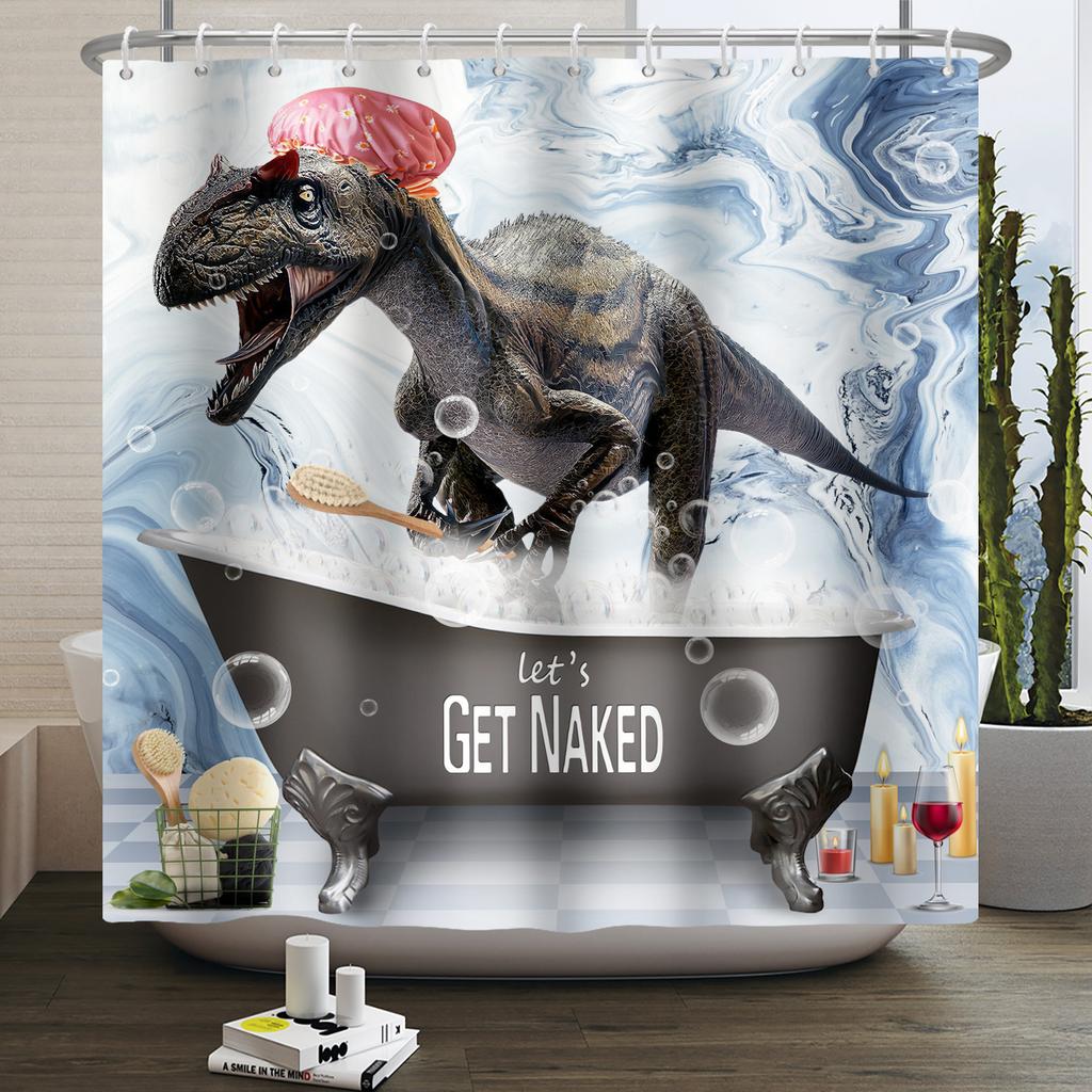 Funny Dinosaur Shower Curtain for Bathroom Cute Animal Cool Dinosaur Children Bathroom Curtain Waterproof Bath Curtain Decor