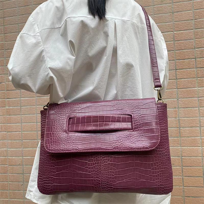 Fashion  Storage Bag Document Bagluxury Crocodile Pattern Women's Briefcase,large Capacity Solid,ladies Simple Clutch Bag
