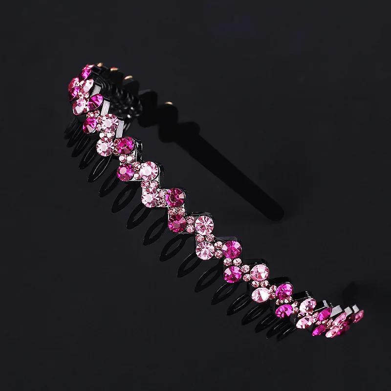 Unisex Hoop Top Metal Double Bangs Flower Rhinestone Hair Accessories Hairband Bezel Headband Men Women Hair Band Sports Hair
