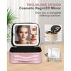 Makeup Bag with LED Lighted Mirror| Portable Makeup Organizer Train Case with 2X/3X Magnification & 3 Color Lights for Precision, Adjustable