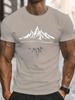 Herren Sommer 100% Reine Baumwolle Modisches Lässiges Sportliches Lockeres Mode Bergmuster Bedrucktes Rundhals Kurzarm T-Shirt