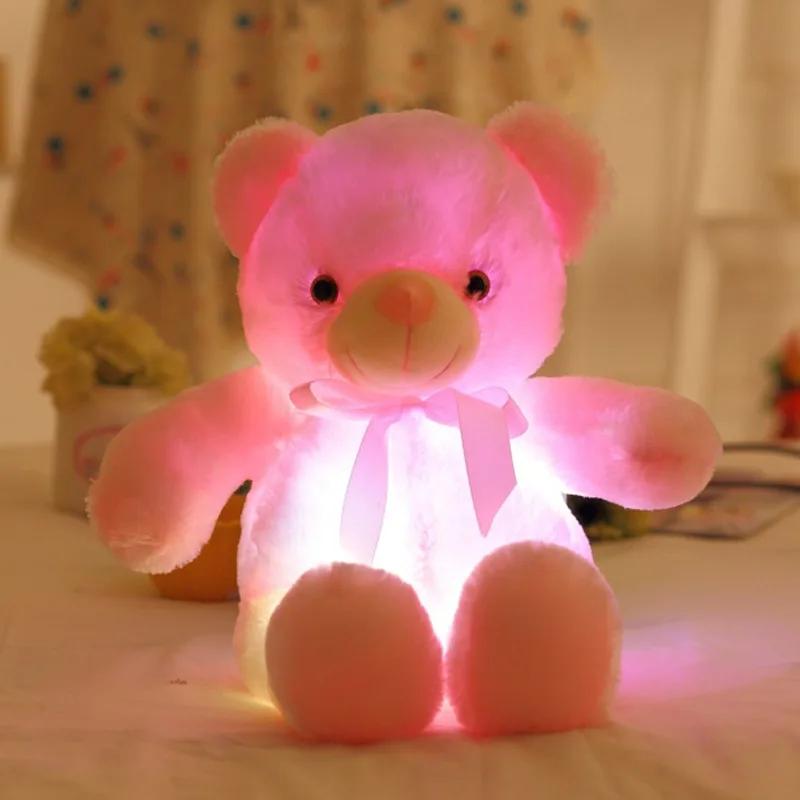 30cm Luminous Creative Light Up LED Bear Stuffed Animal Plush Toy Colorful Glowing Bear Christmas Gift for Kid