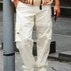 Li-Ning Logo Print Straight Loose Casual Trousers Men Bottoms Off-White AKXS121-3