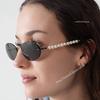Fashion Pearl Cat Eye Sunglasses Women  Retro Luxury Designer Vintage Style Chic Frameless Metal Small Triangle Eyewear