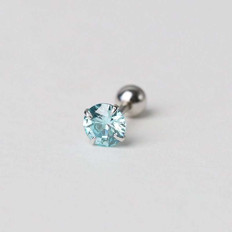 

Cute Colorful Crystals Screw Ball Sleep No Need to Take off Stud Earrings Drill 3mm shallow blue (one)