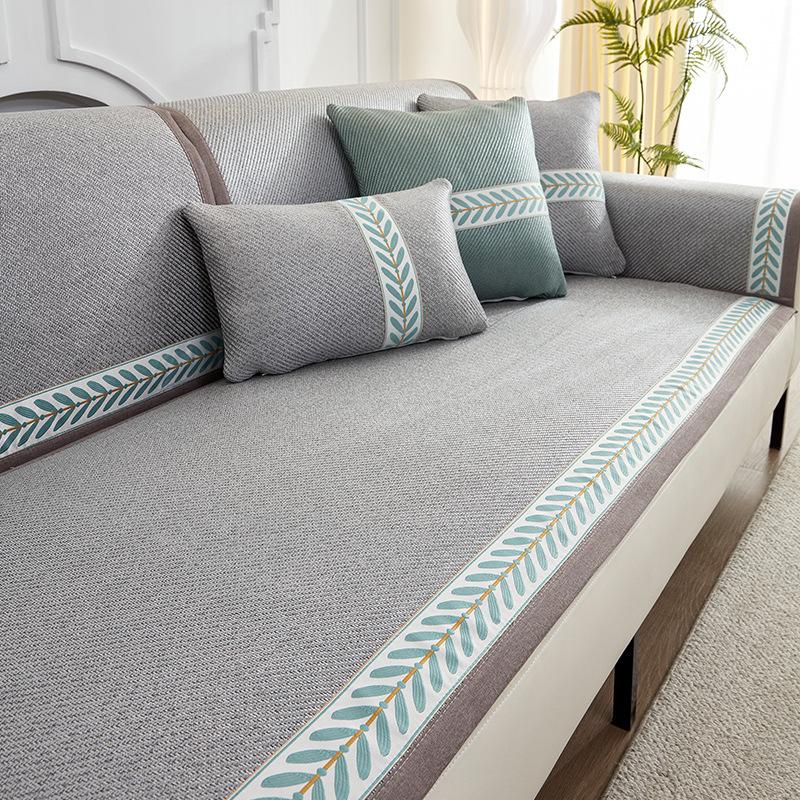 Wormwood Ice Vine Sofa Cushion Summer Summer Ice Silk Mat Non-Slip Seat Cushion Solid Color Leather Sofa Cover Cloth Towel