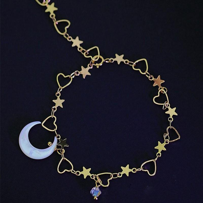 

IFME браслеты с кристаллами и звездами и луной для женщин, корейский браслет с резным кулоном в форме сердца, модные аксессуары, ювелирные изделия