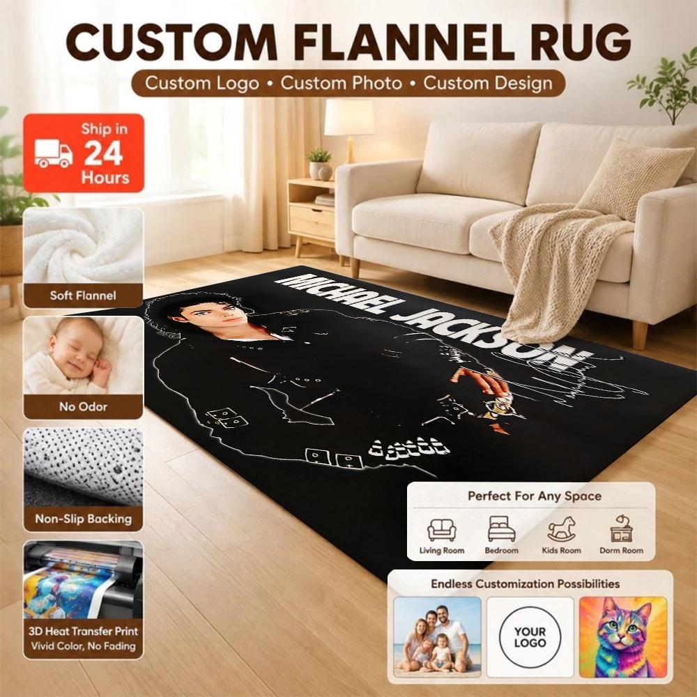 Michael Jackson Portrait Signature Printed Rug Absorbent Nonslip Carpet For Hallway Balcony Study Home Party Decor Halloween Gift