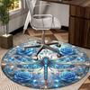 Stained Glass Dragonfly Art Round Carpet Chair Cushion Round Entryway Rug, Soft Round Rugs for Living Room, Bedroom, Circle Carpet Decor Gifts
