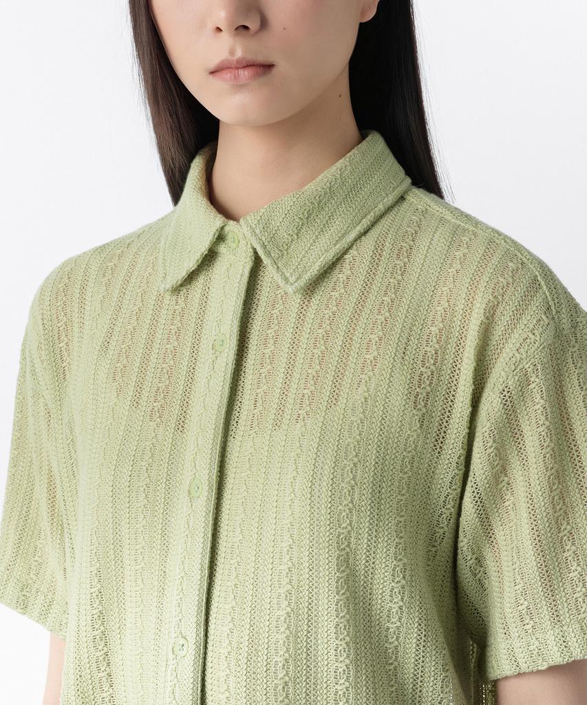 MUSINSA STANDARD WOMAN Women'S Relaxed Crochet Short Sleeve Shirt [Pale Green]