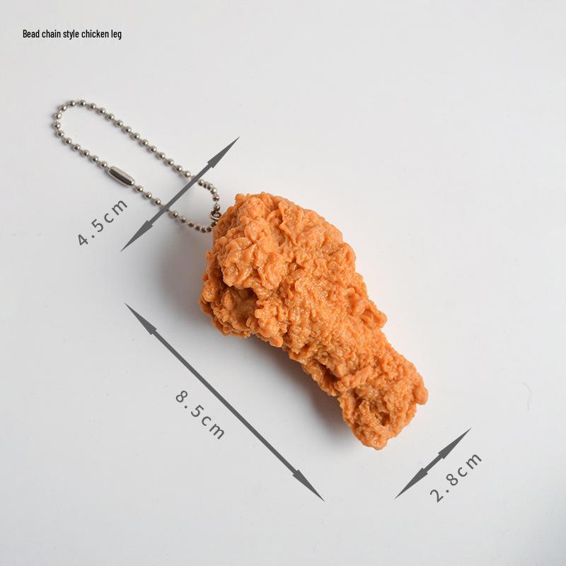 PVC Fake Food Keychain: Fried Chicken, Wings, Fries, Popcorn Chicken Pendant Model