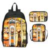 Set Zaino Anime Naruto 3 Pezzi Zaino Scuola Elementare Cartone Animato Stampato Leggero Multitasche