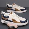 Men's Versatile Breathable White Sneakers for Spring and Autumn - Trendy, Flat, Casual Shoes for Commuting and Sports.