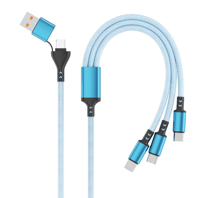 Geflochtenes 3-in-1-Ladekabel für Apple, Typ-C & Huawei mit Laserlogo