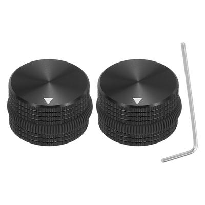 Uxcell Aluminum Potentiometer Knobs Volume Audio Control Knobs X 25mm Screw Type for with Black Rubber Ring Wrench 2-Pack 1/4" (6mm) 15.5mm