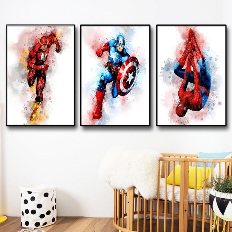 Disney Marvel Poster Avengers Tuval Tablo Kaptan Amerika Örümcek Adam Demir Adam Süper Kahraman Duvar Sanatı Çocuk Odası Dekoru Hediyeler