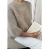 Women European Style Solid Color Loose Lazy Casual Thick Knit Sweater