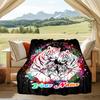 1PC Custom Name Tiger Family Artwork Flannel Blanket Versatile,all-season Throw Suitable for the Living Room,bedroom,camping,travel,and Gift