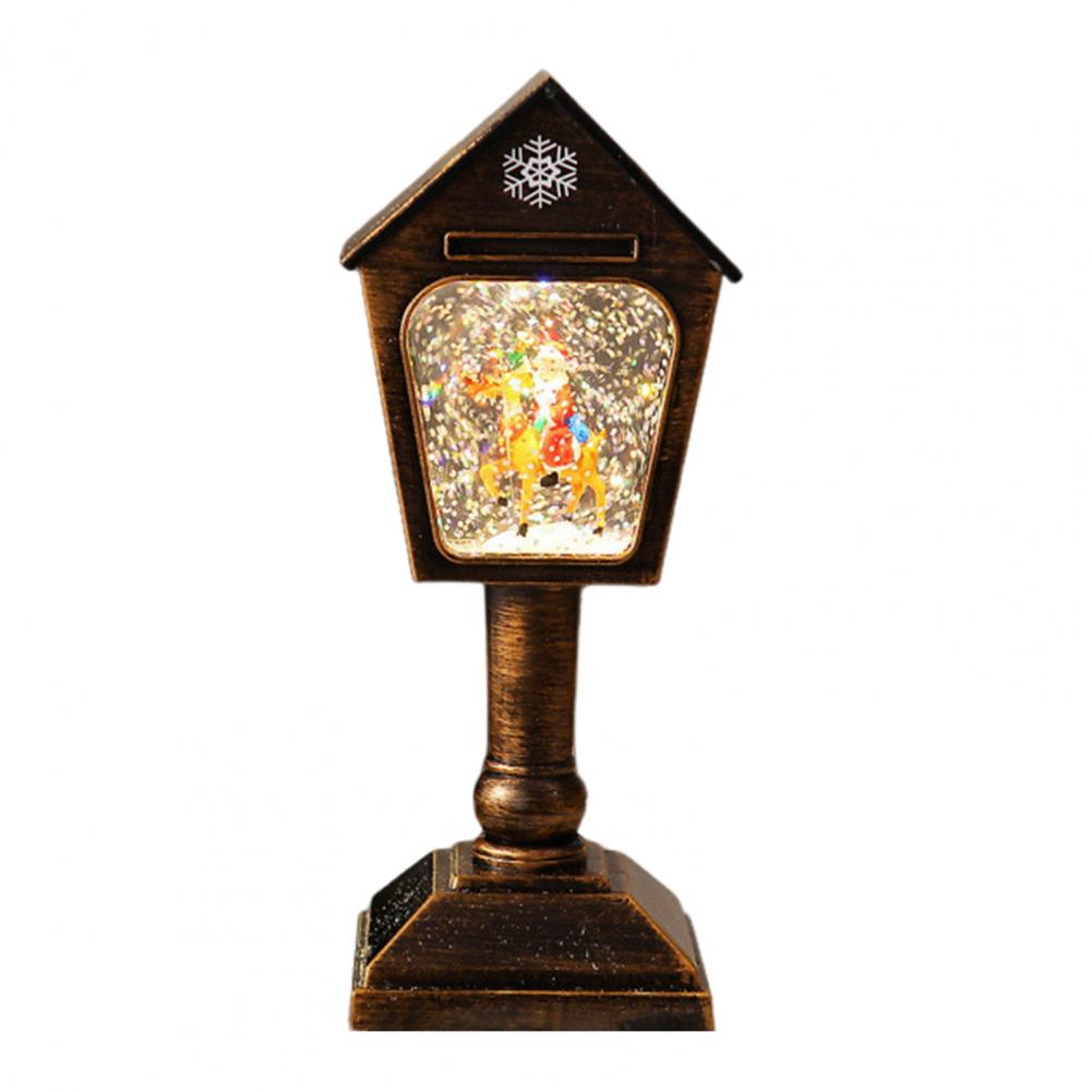 

Christmas Wind Light USB/Battery Powered Mailbox Design Lamp Retro Sequin Glass Ball Santa Claus Snowflake Lantern Xmas Decor золотистий