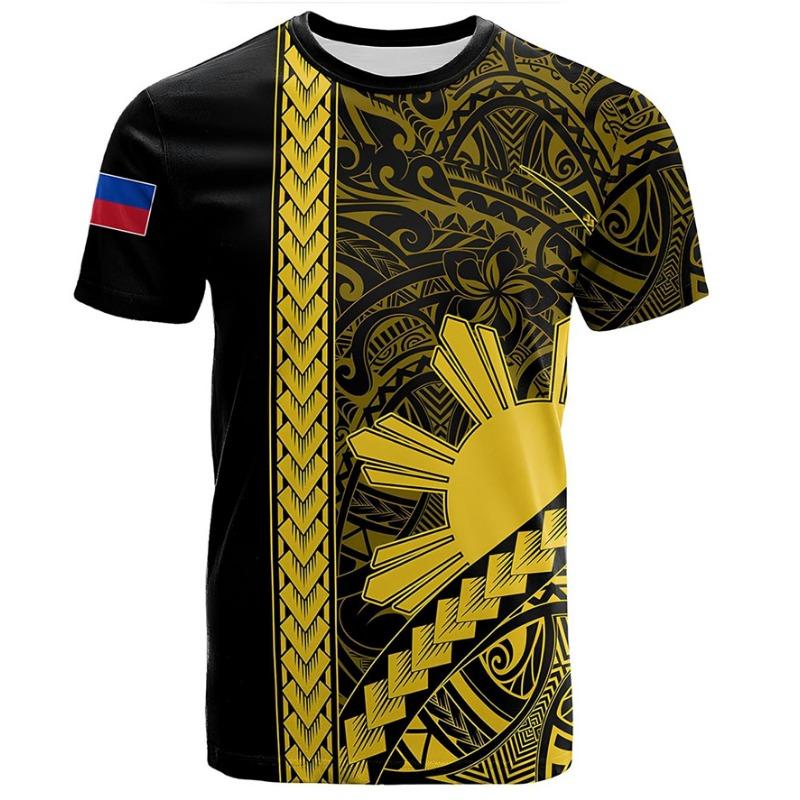 Nové 3D tričko s potiskem vlajky Filipín Erb Filipín Duchovní totem Grafická trička pro muže Vintage top
