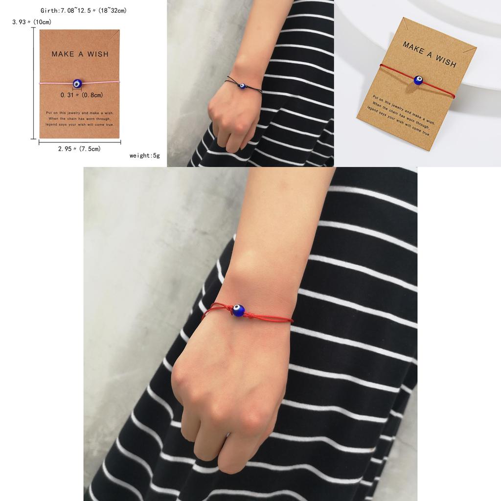Make A Wish Paper Card Evil Eye Jewelry With Beads And Alloy For Men And Women