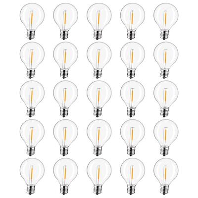 10x / 25x DC 3V Low-Voltage G40 LED Replacement Bulbs for Solar String Light, Shatterproof & Waterproof, 1W, E12 Base, 2700K Warm White